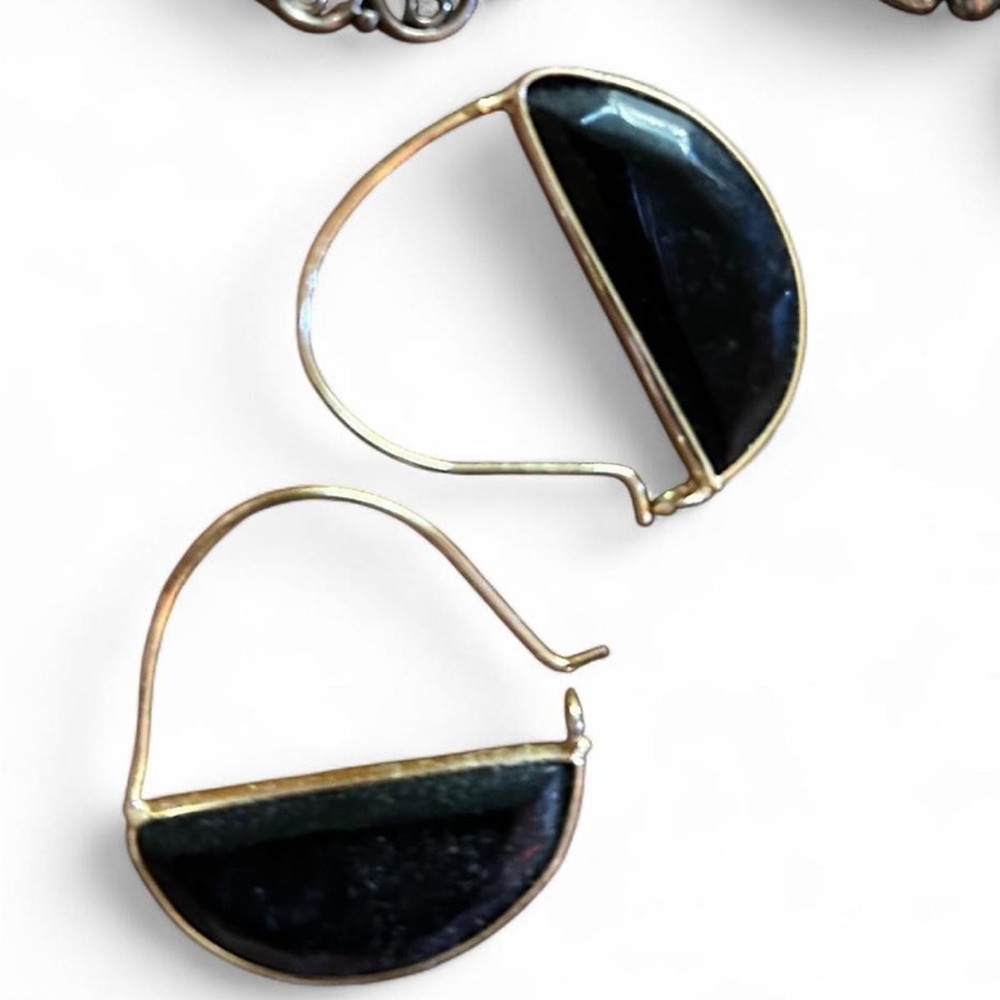 Gold and Black Hoop Earrings